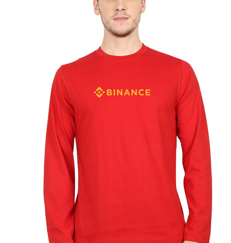 binance Full Sleeves T-Shirt for Men-red-Ektarfa.online