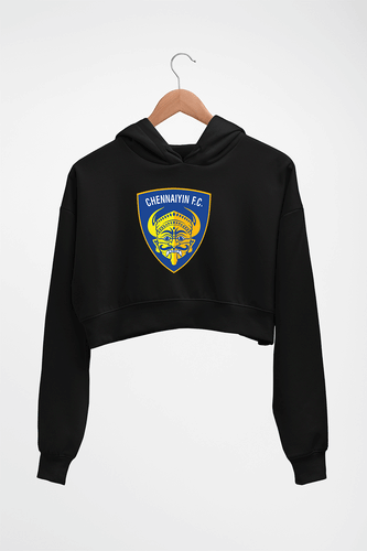 chennaiyin FC Crop HOODIE FOR WOMEN-Black-Ektarfa.online