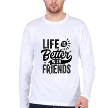 Load image into Gallery viewer, life is better with friends Full Sleeves T-Shirt for Men-White-Ektarfa.online
