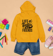Load image into Gallery viewer, life is better with friends Kids Hoodie for Boy/Girl-Mustard Yellow-Ektarfa.online
