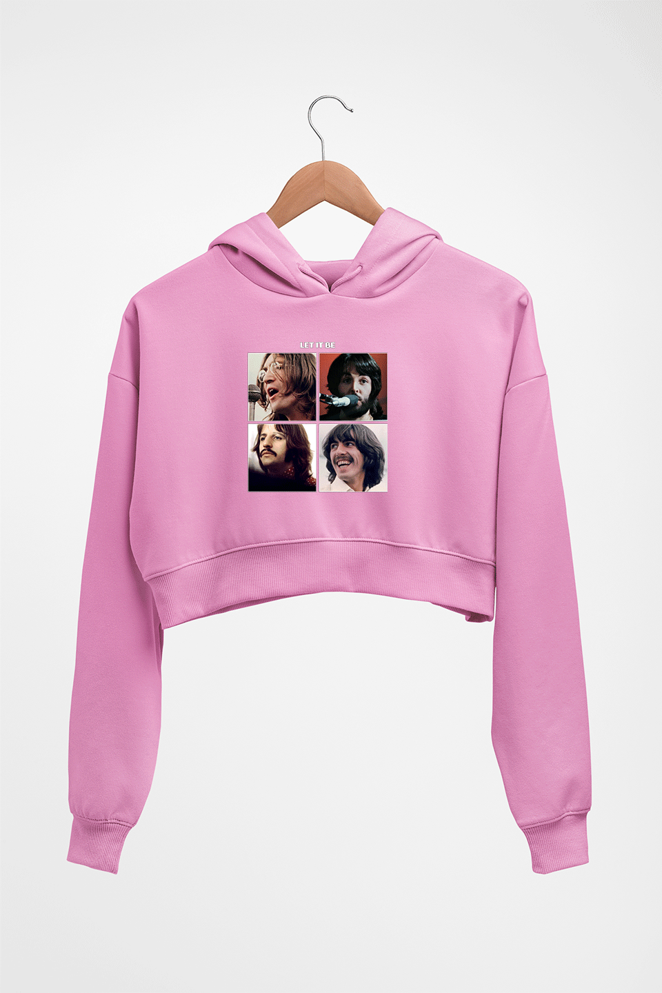 the beatles let it be Crop HOODIE FOR WOMEN-Light Baby Pink-Ektarfa.online