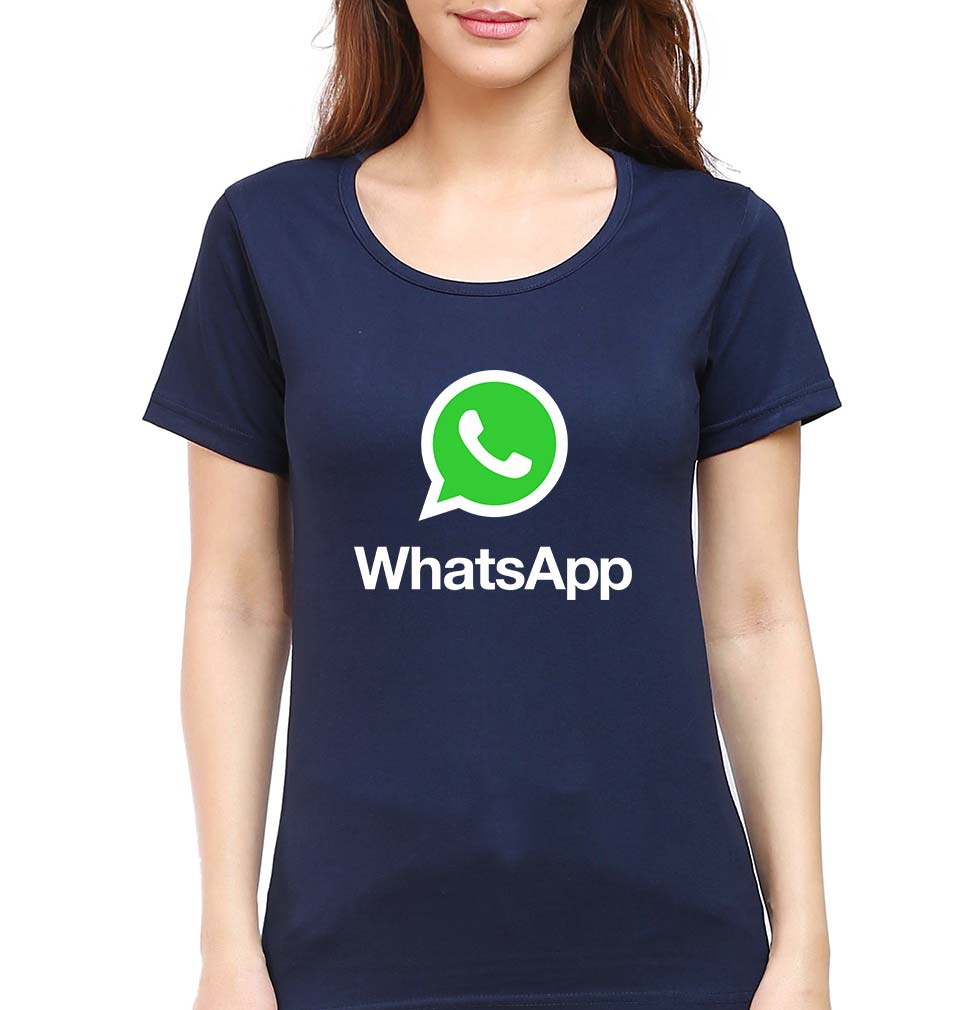 WhatsApp T-Shirt for Women-Navy Blue-Ektarfa.online