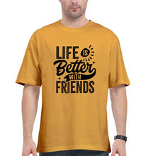 Load image into Gallery viewer, life is better with friends Oversized T-Shirt for Men-Golden Yellow-Ektarfa.online
