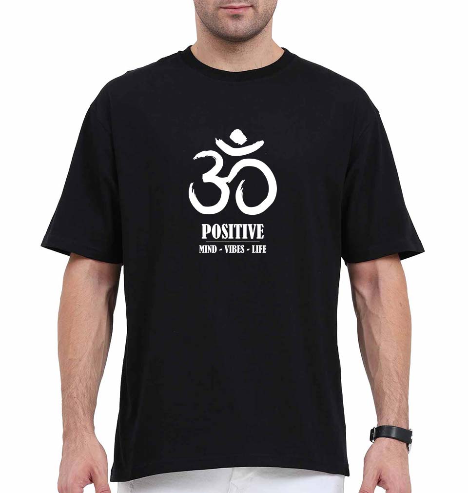 Om Oversized T-Shirt for Men-Black-Ektarfa.online