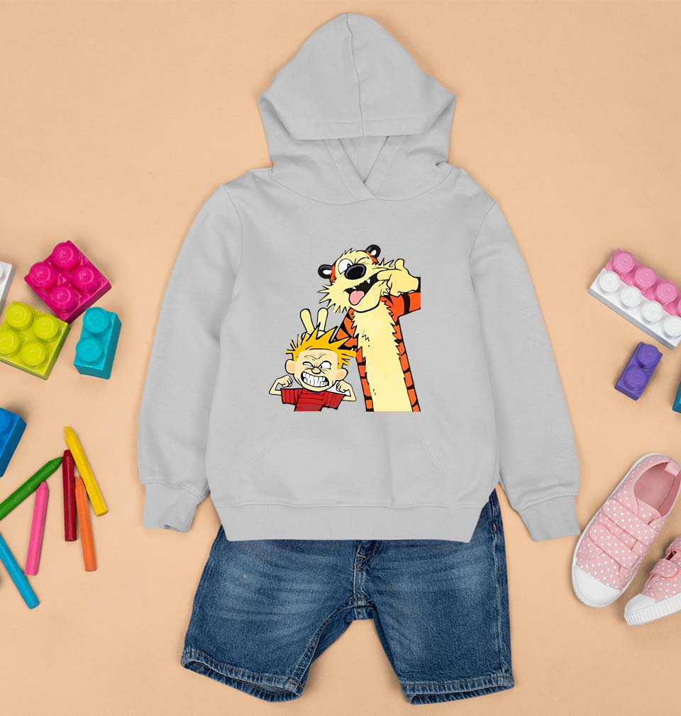 calvin hobbes Kids Hoodie for Boy/Girl-Grey-Ektarfa.online