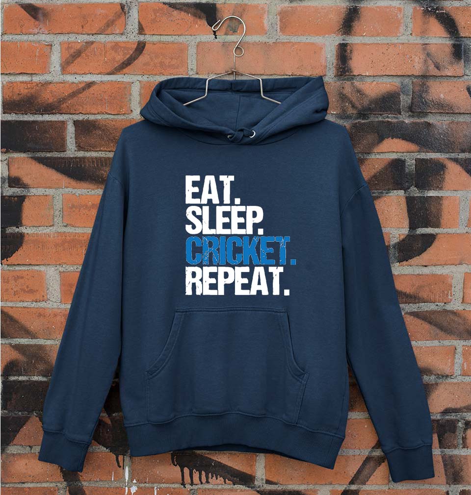 CRICKET Eat Sleep Cricket Repeat Unisex Hoodie for Men/Women
