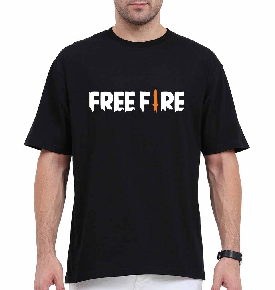 free fire Oversized T-Shirt for Men-Black-Ektarfa.online