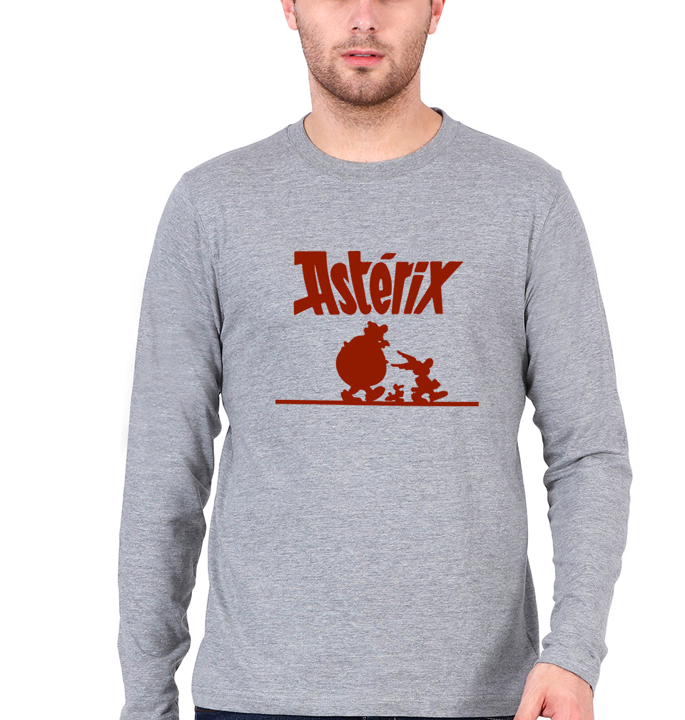 Asterix Full Sleeves T-Shirt for Men-Grey Melange-Ektarfa.online
