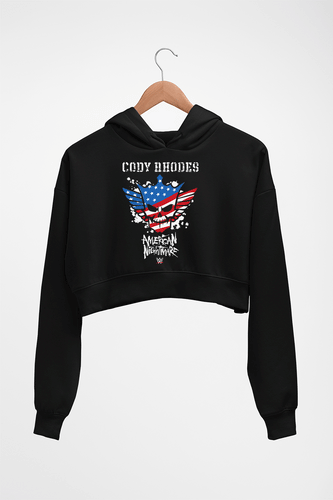 Cody Rhodes American Nightmare WWE Crop HOODIE FOR WOMEN-Black-Ektarfa.online