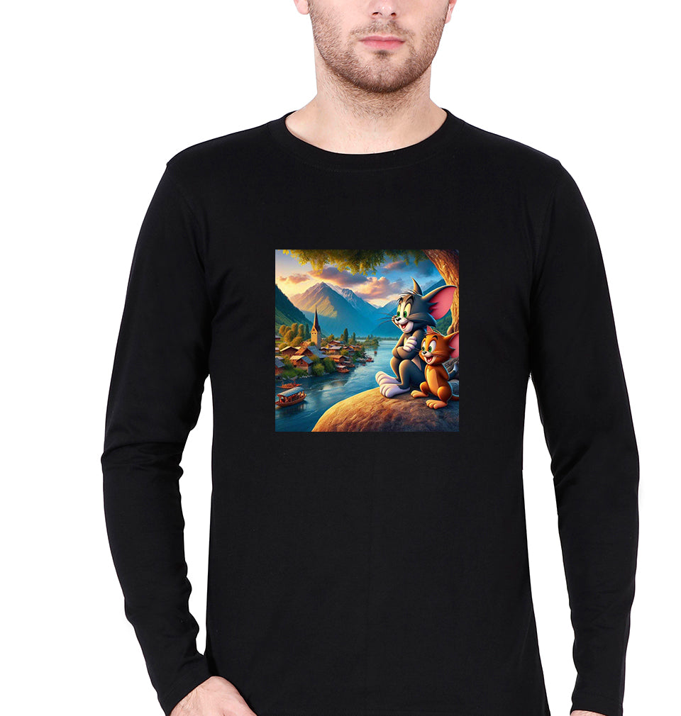 Tom and Jerry Full Sleeves T-Shirt for Men-Black-Ektarfa.online