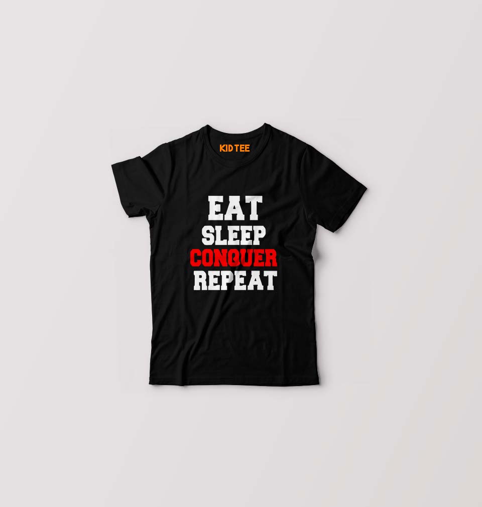 eat sleep conquer repeat T-Shirt for Boy/Girl-Black-Ektarfa.online