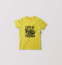 Load image into Gallery viewer, life is better with friends Kids T-Shirt for Boy/Girl-Yellow-Ektarfa.online
