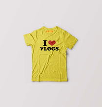 Load image into Gallery viewer, I LOVE VLOGS T-Shirt for Boy/Girl-Yellow-Ektarfa.online
