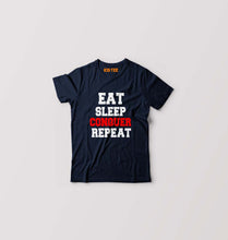 Load image into Gallery viewer, eat sleep conquer repeat T-Shirt for Boy/Girl-Navy Blue-Ektarfa.online
