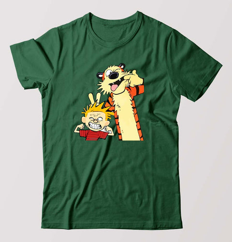 Calvin hobbes T-Shirt for Men-Bottel Green-Ektarfa.online
