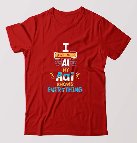 Artificial intelligence (AI) Aai T-Shirt for Men-Red-Ektarfa.online