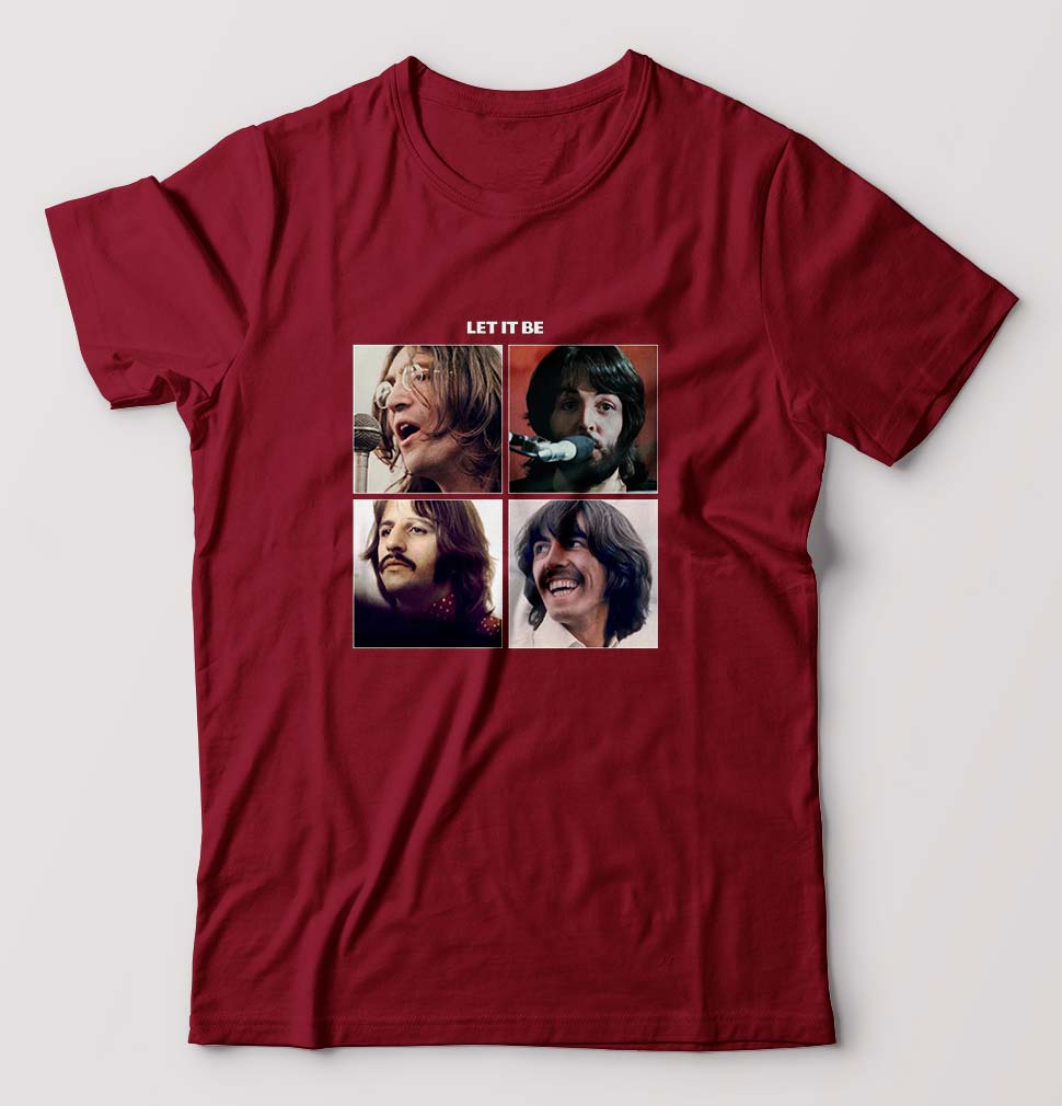 Beatles LET IT BE グラフィック Tシャツ ブラウン the beatles let it be T-Shirt for Men | Men T-Shirt Online India