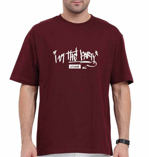 I am the Party Oversized T-Shirt for Men-Maroon-Ektarfa.online