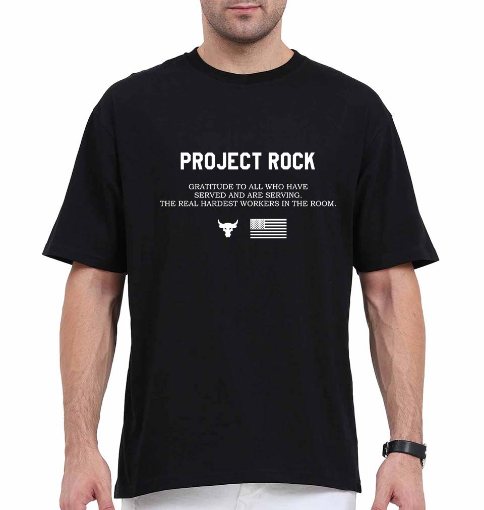 project rock Oversized T-Shirt for Men-Black-Ektarfa.online