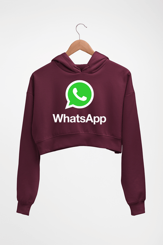 WhatsApp Crop HOODIE FOR WOMEN-Maroon-Ektarfa.online