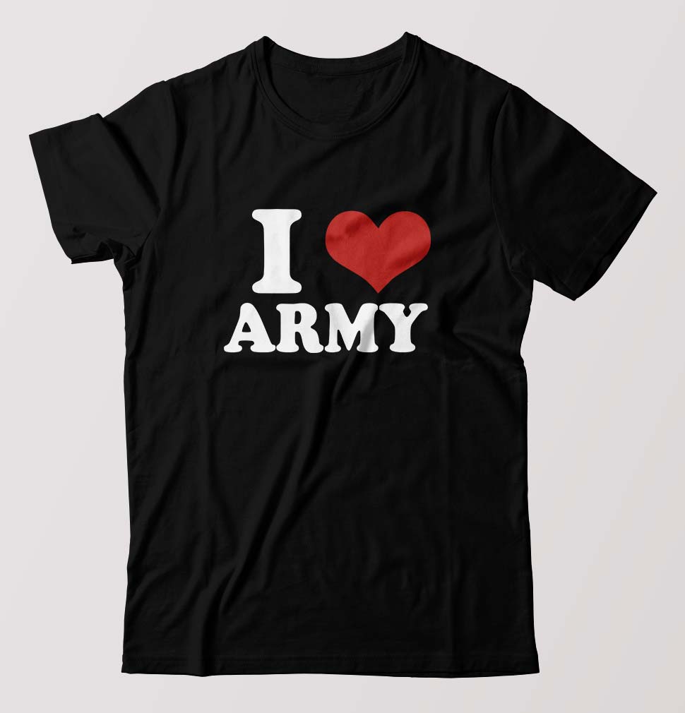 I Love Army T-Shirt for Men-Black-Ektarfa.online