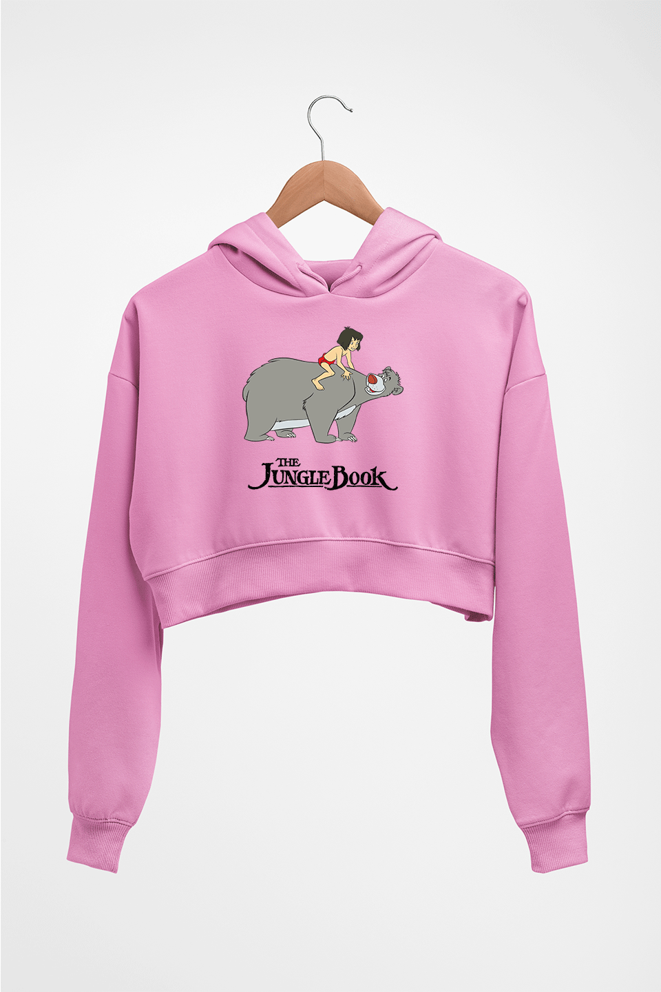 jungle book Crop HOODIE FOR WOMEN-Light Baby Pink-Ektarfa.online