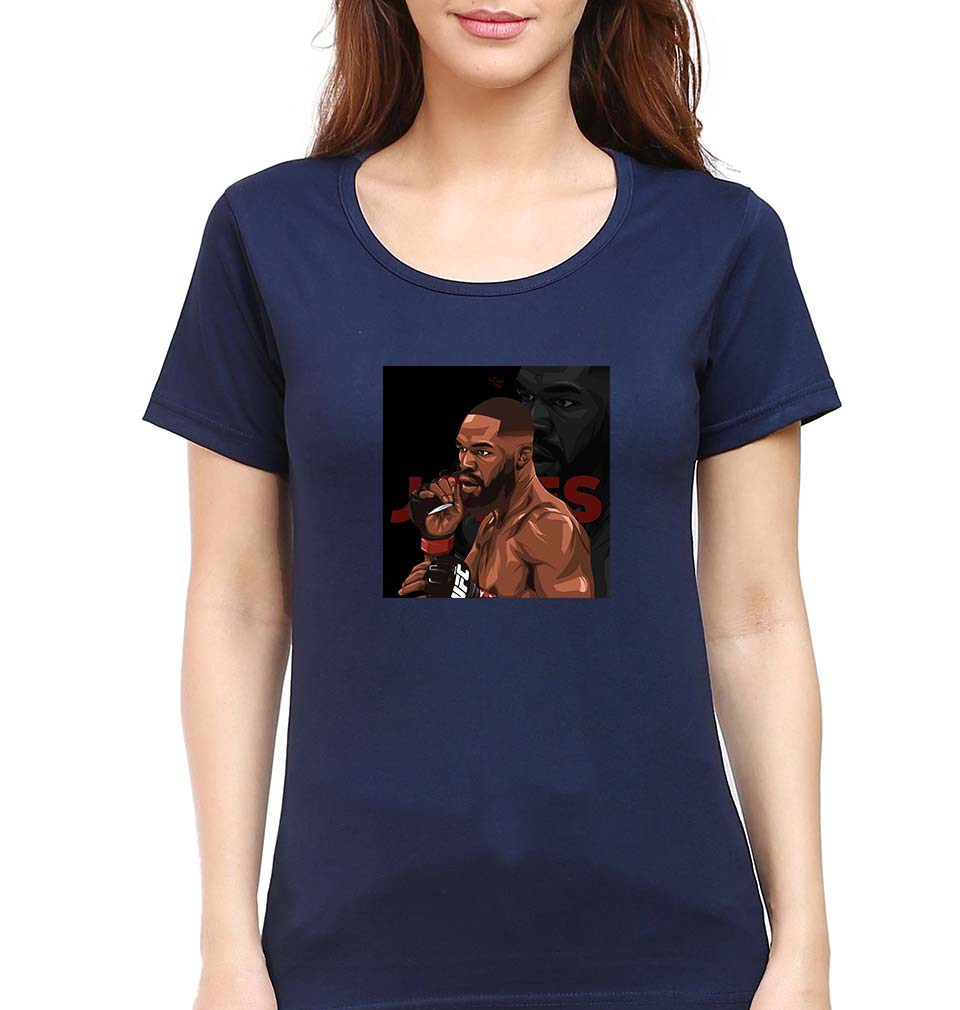 jon jones UFC T-Shirt for Women-Navy Blue-Ektarfa.online