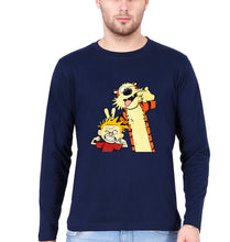 Load image into Gallery viewer, Calvin hobbes Full Sleeves T-Shirt for Men-Navy Blue-Ektarfa.online

