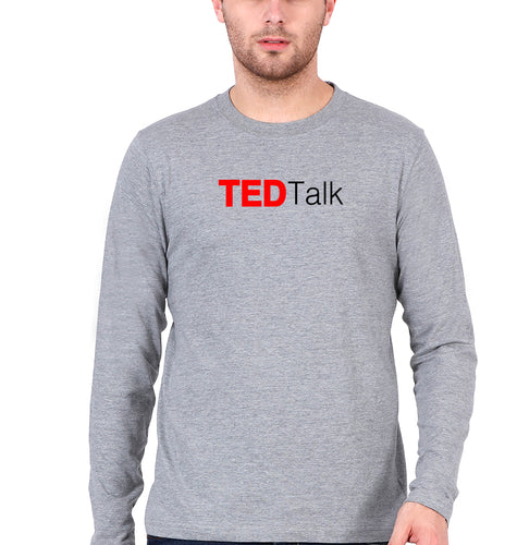 Ted Talk Full Sleeves T-Shirt for Men-Grey Melange-Ektarfa.online