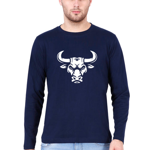 Bull Full Sleeves T-Shirt for Men-Navy Blue-Ektarfa.online