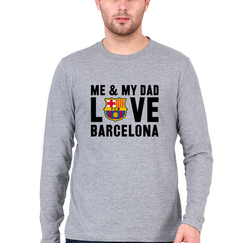 Love Barcelona Full Sleeves T-Shirt for Men-Grey Melange-Ektarfa.online