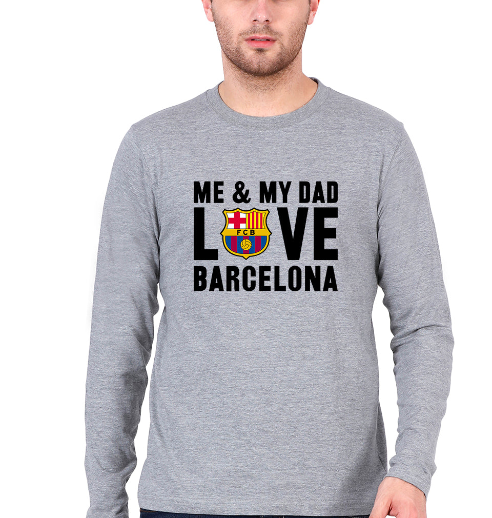 Love Barcelona Full Sleeves T-Shirt for Men-Grey Melange-Ektarfa.online