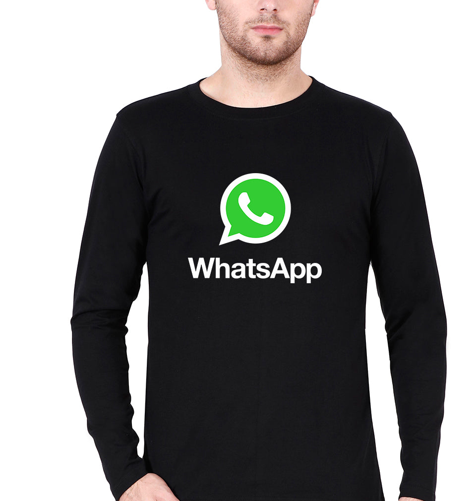 WhatsApp Full Sleeves T-Shirt for Men-Black-Ektarfa.online