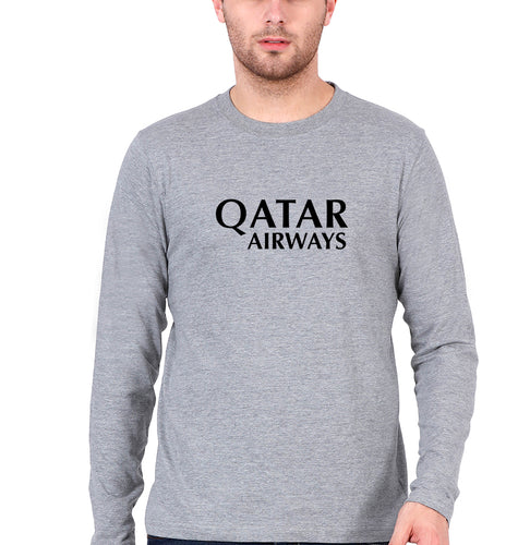 Qatar Airways Full Sleeves T-Shirt for Men-Grey Melange-Ektarfa.online