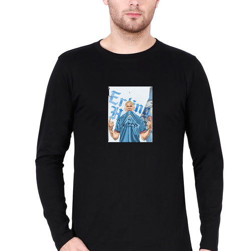 erling haaland Full Sleeves T-Shirt for Men-Black-Ektarfa.online