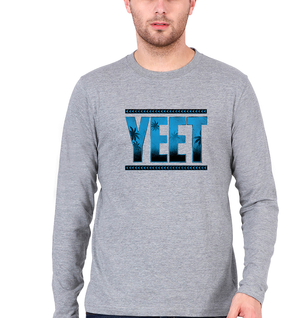 YEET Full Sleeves T-Shirt for Men-Grey Melange-Ektarfa.online
