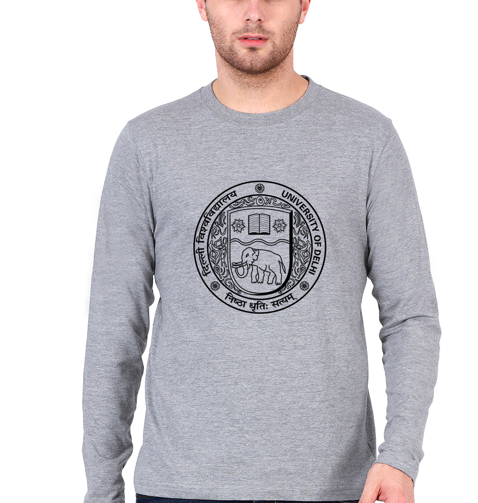 delhi university (DU) Full Sleeves T-Shirt for Men-Grey Melange-Ektarfa.online