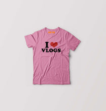 Load image into Gallery viewer, I LOVE VLOGS T-Shirt for Boy/Girl-Pink-Ektarfa.online
