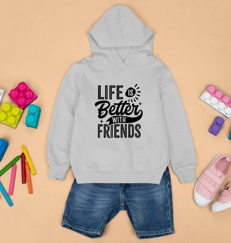 life is better with friends Kids Hoodie for Boy/Girl-Grey-Ektarfa.online