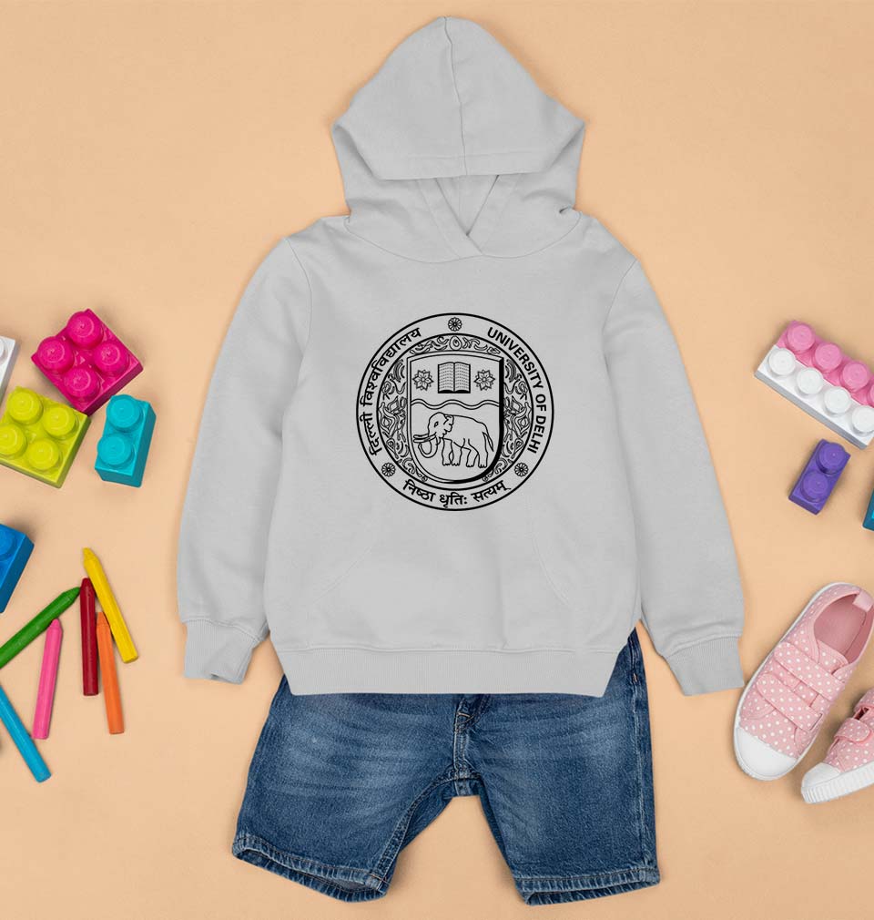 delhi university (DU) Kids Hoodie for Boy/Girl-Grey-Ektarfa.online