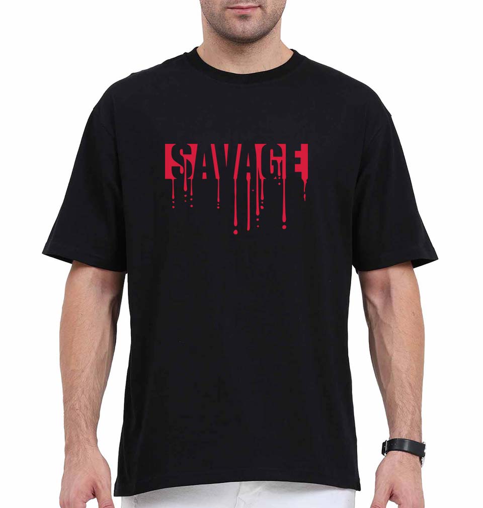 savage Oversized T-Shirt for Men-Black-Ektarfa.online