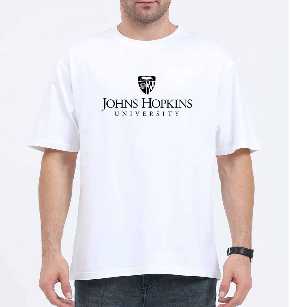 johns hopkins university Oversized T-Shirt for Men-White-Ektarfa.online