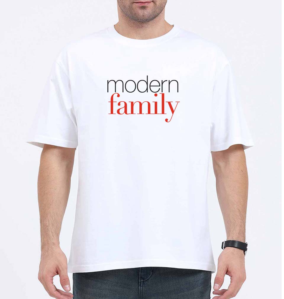 modern family Oversized T-Shirt for Men-White-Ektarfa.online