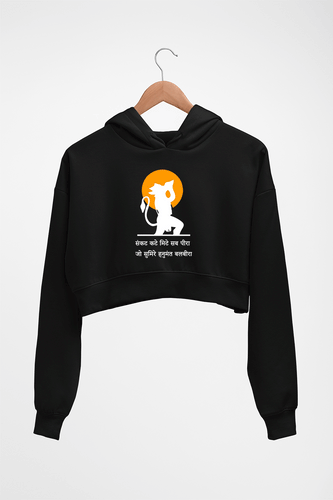 hanuman Crop HOODIE FOR WOMEN-Black-Ektarfa.online