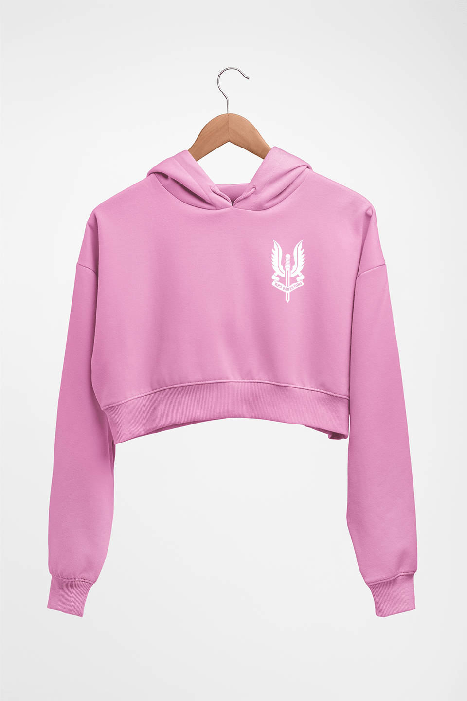 Who Dares Wins Balidaan Army Crop HOODIE FOR WOMEN-Light Baby Pink-Ektarfa.online