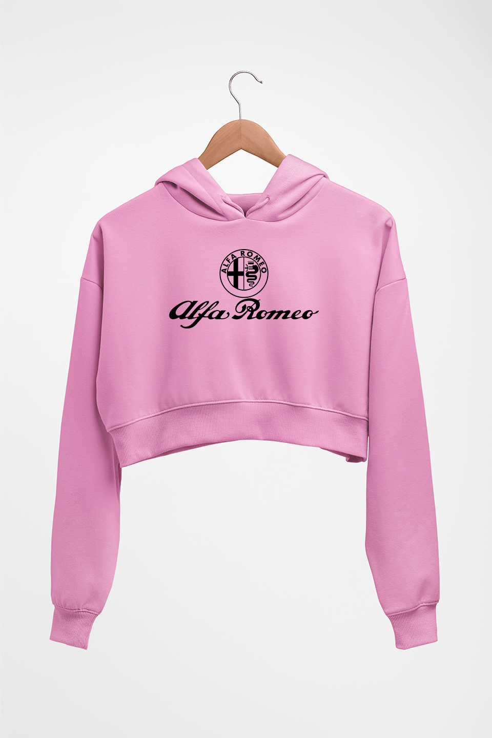 Alfa Romeo Crop HOODIE FOR WOMEN-Light Baby Pink-Ektarfa.online