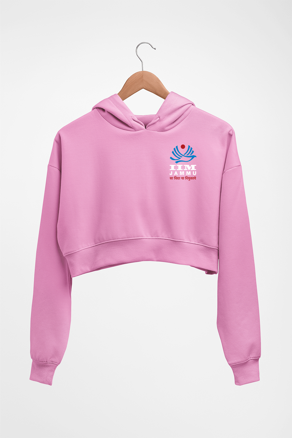 IIM Jammu Crop HOODIE FOR WOMEN-Light Baby Pink-Ektarfa.online