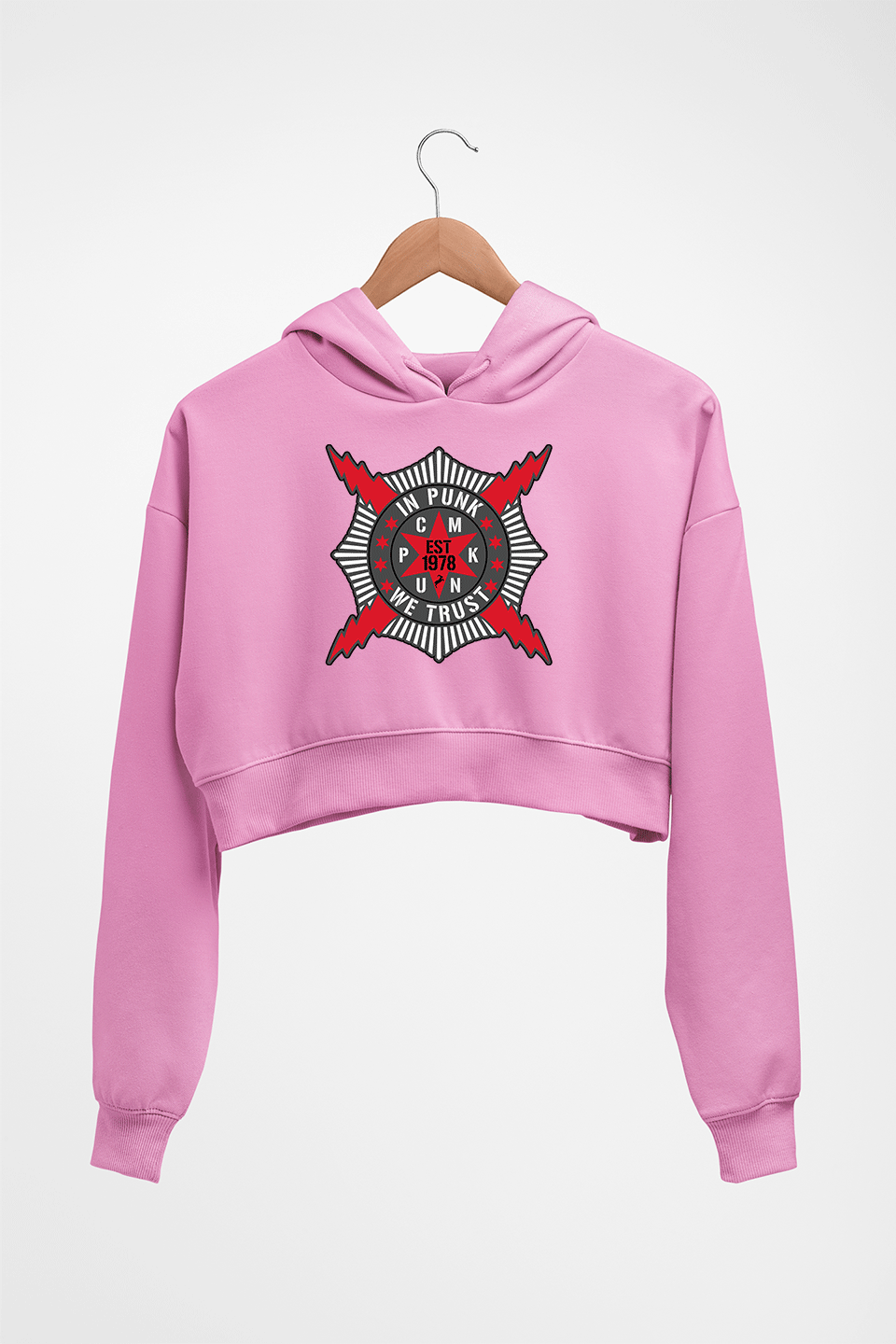 cm punk WWE Crop HOODIE FOR WOMEN-Light Baby Pink-Ektarfa.online