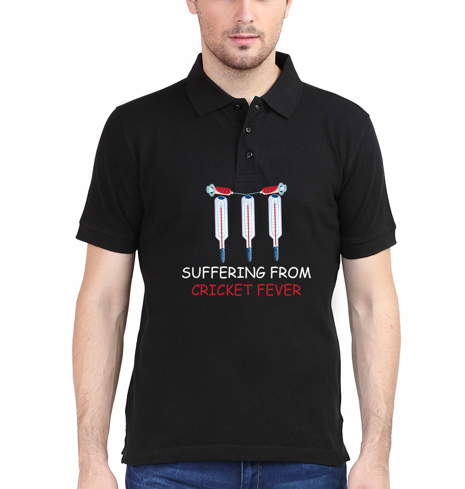 CRICKET Fever Polo T-Shirt for Men-S(38 Inches)-Black-Ektarfa.co.in
