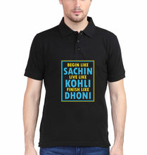 Load image into Gallery viewer, CRICKET Sachin Kohli Dhoni Polo T-Shirt for Men-S(38 Inches)-Black-Ektarfa.co.in
